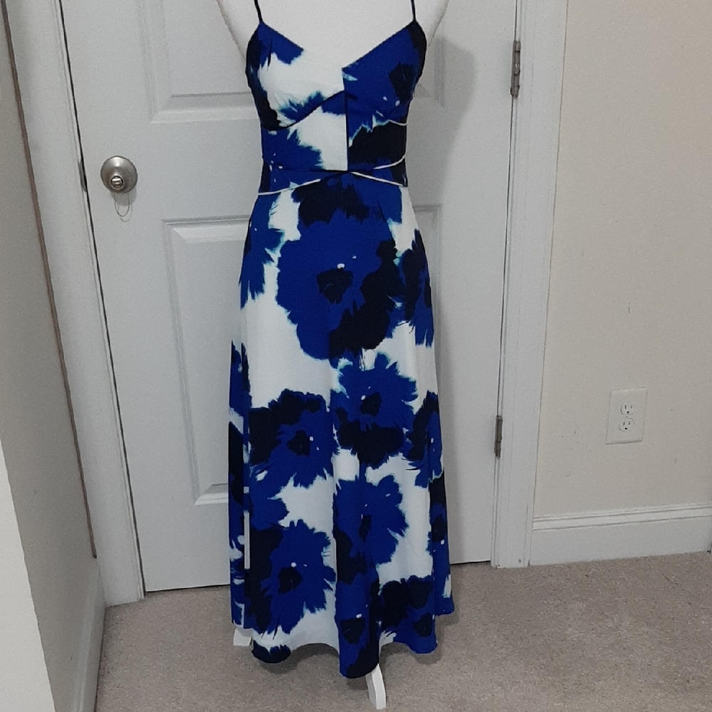 Banana Republic Elegant Blue Floral Women's Maxi Dress 00Petite